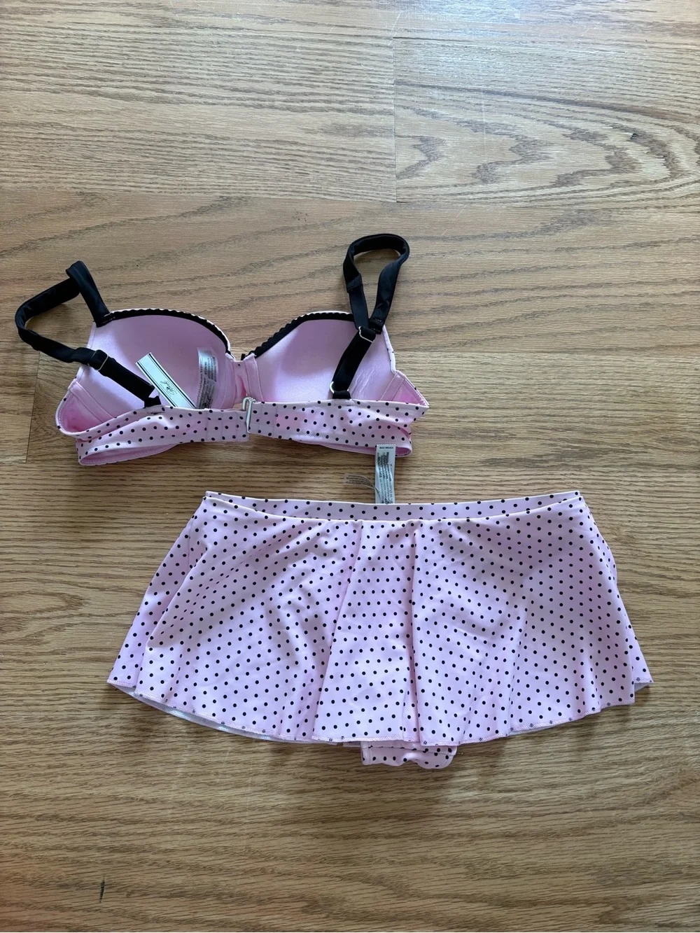 Frankie’s Bikinis Pink Polka Dot Two-Piece Swim Set